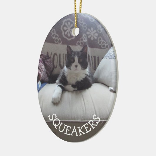 Fügen Sie Ihr Haustier Foto Custom Weihnachtsschmu Keramik Ornament (Links)