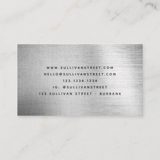 Fügen Sie Ihr Logo einfach silberfarbenes Metall h Visitenkarte (Rückseite)