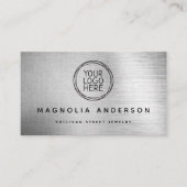 Fügen Sie Ihr Logo einfach silberfarbenes Metall h Visitenkarte (Vorderseite)
