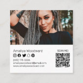 Fügen Sie Ihr Logo Foto QR Code moderne soziale Me Quadratische Visitenkarte (Rückseite)