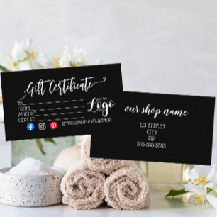 FÜGEN SIE IHR LOGO HINZU Geschenkgutschein-Marketi Visitenkarte