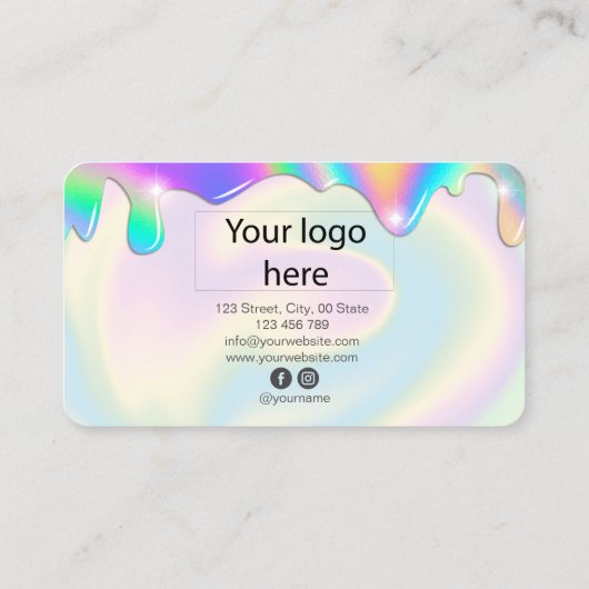 Fügen Sie Ihr Logo holografisch modernen Make-up m Visitenkarte (Rückseite)