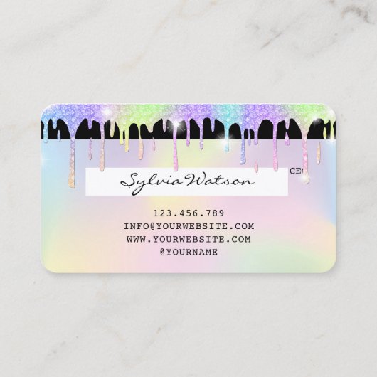 Fügen Sie Ihr Logo Holograph Unicorn Dripp Credit Visitenkarte (Rückseite)