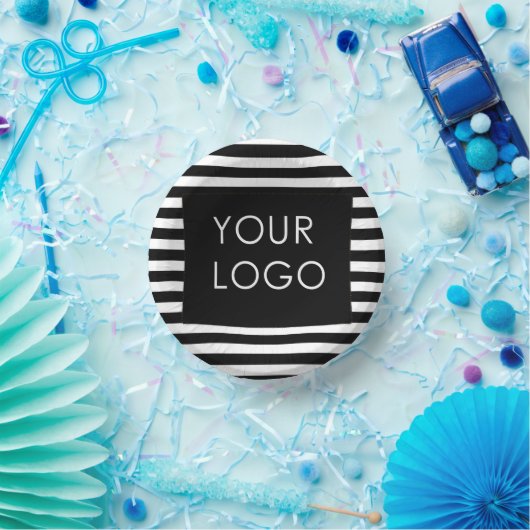 Fügen Sie Ihr Logo individuell anpassbarer schwarz Pappteller (Party)