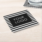 Fügen Sie Ihr Logo individuell anpassbarer schwarz Rechteckiger Pappuntersetzer (angewinkelt)