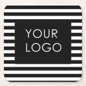 Fügen Sie Ihr Logo individuell anpassbarer schwarz Rechteckiger Pappuntersetzer (Vorderseite)