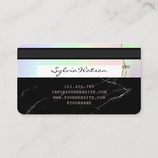 Fügen Sie Ihr Logo Kreditkarte Black Marble unicor Visitenkarte (Rückseite)