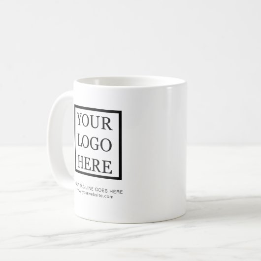 Fügen Sie Ihr Logo Minimalistisch Schwarz und Weiß Kaffeetasse (Vorderseite Links)