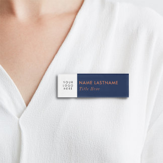 Fügen Sie Ihr Logo Navy Blue Brown eleganten weiße Namenschild