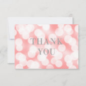 Fügen Sie Ihr Logo Pink Champagne Bokeh Lights Sil Dankeskarte (Vorderseite)