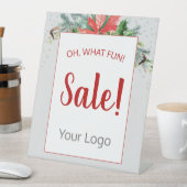 Fügen Sie Ihr Logo Red Floral Holiday Business ein Sockelschild (In Situ)