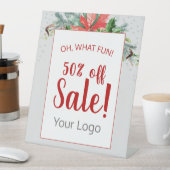 Fügen Sie Ihr Logo Red Floral Holiday Business Ver Sockelschild (In Situ)