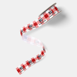 Fügen Sie Ihr Logo Red Gingham Happy Christmas Ver Satinband