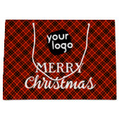 Fügen Sie Ihr Logo rot und schwarz Kariert frohe W Große Geschenktüte (Vorderseite)