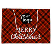 Fügen Sie Ihr Logo rot und schwarz Kariert frohe W Große Geschenktüte (Rückseite)