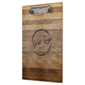 Fügen Sie Ihr Logo rustikales Stallholz hinzu Klemmbrett (Links)