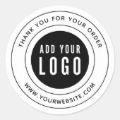 Fügen Sie Ihr Logo schwarze Grenze Vielen Dank Runder Aufkleber (Vorderseite)