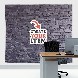 Fügen Sie Ihr Logo Stone Slates Zoom Hintergrund P Wandteppich