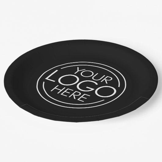 Fügen Sie Ihr Logo-Unternehmen Minimalistisch hinz Pappteller (Schrägansicht)