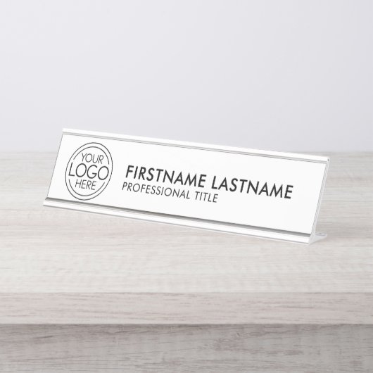 Fügen Sie Ihr Logo-Unternehmen Minimalistisch hinz Schreibtischnamensplakette (Vorderseite )