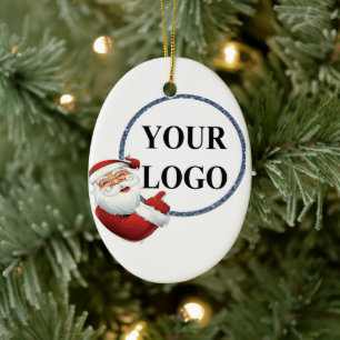 Fügen Sie Ihr Logo Weihnachten Urlaub hinzu Keramik Ornament