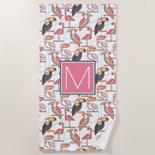 Fügen Sie Ihr Muster des Monogramm-|Modern mit Strandtuch (Vorderseite)