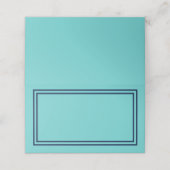 Fügen Sie Ihr Text-Aqua-Aquamarin mit den navy-Blu Platzkarte (Außenseite Aufgefaltet)