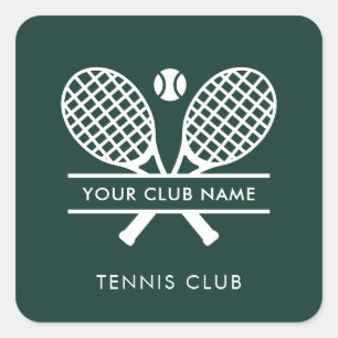Fügen Sie Ihre Clubname Tennis Icons Green hinzu Quadratischer Aufkleber