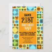 Fügen Sie Ihre dekorative Tile Orange Green Border Einladung (Vorderseite)