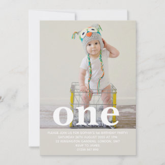 Fügen Sie Ihre eigene Foto One First Birthday Part Einladung