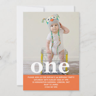Fügen Sie Ihre eigene Foto One First Birthday Part Einladung
