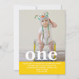 Fügen Sie Ihre eigene Foto One First Birthday Part Einladung