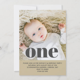Fügen Sie Ihre eigene Foto One First Birthday Part Einladung