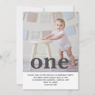 Fügen Sie Ihre eigene Foto One First Birthday Part Einladung