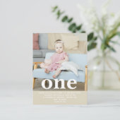 Fügen Sie Ihre eigene Foto One First Birthday Part Postkarte (Stehend Vorderseite)