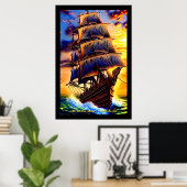 Fügen Sie Ihre eigene Nachricht Brown Pirate Segel Poster (Heimbüro)