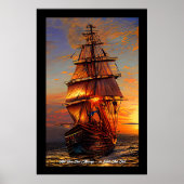 Fügen Sie Ihre eigene Nachricht Brown Pirate Segel Poster (Vorne)