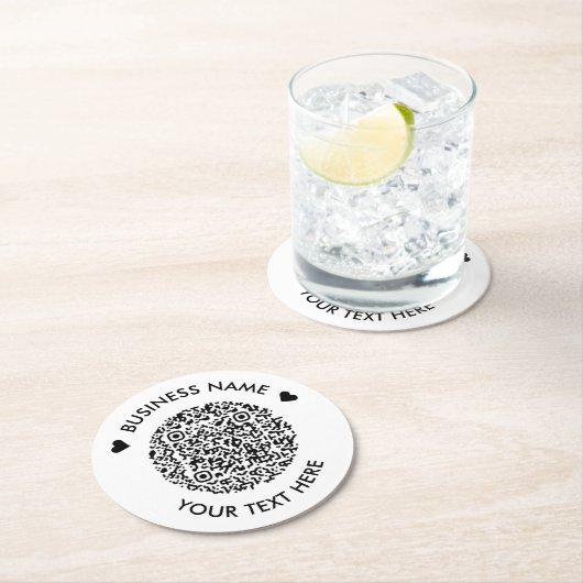 Fügen Sie Ihre eigene QR Code Scan Minimal Einfach Runder Pappuntersetzer (Vor Ort)