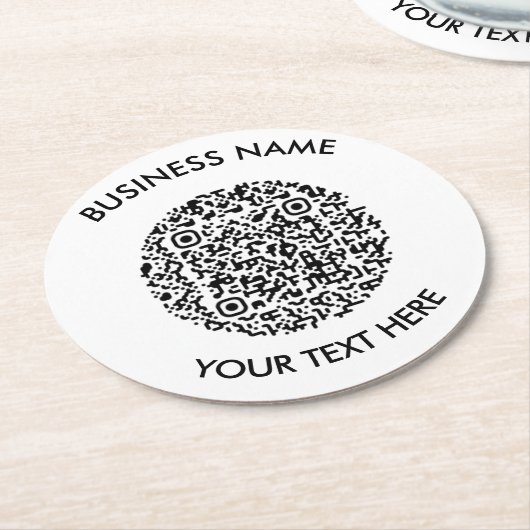 Fügen Sie Ihre eigene QR Code Scan Minimal Einfach Runder Pappuntersetzer (Angewinkelt)