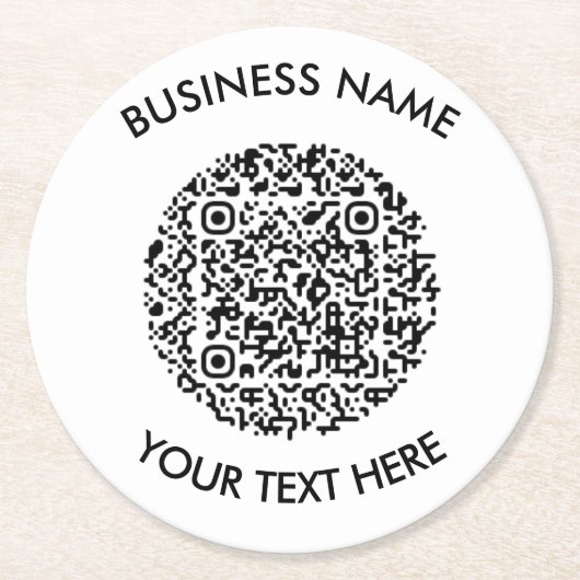 Fügen Sie Ihre eigene QR Code Scan Minimal Einfach Runder Pappuntersetzer (Vorderseite)