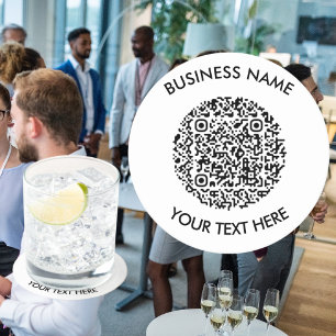 Fügen Sie Ihre eigene QR Code Scan Minimal Einfach Runder Pappuntersetzer