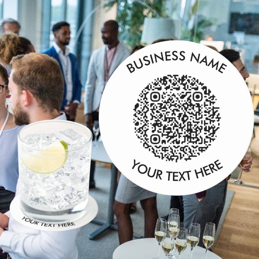 Fügen Sie Ihre eigene QR Code Scan Minimal Einfach Runder Pappuntersetzer