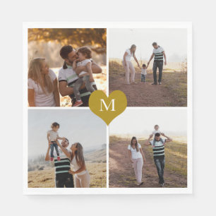 Fügen Sie Ihre eigenen 4-Familie Foto Gold Heft Mi Serviette