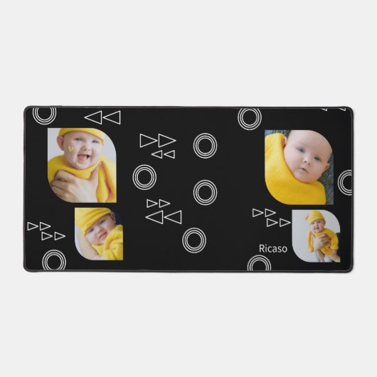 Fügen Sie Ihre eigenen 4 Fotos und Text Personalis Schreibtischunterlage (Vorderseite)