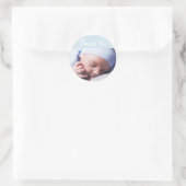 Fügen Sie Ihre eigenen Foto Baby Boy Shower Sticke Runder Aufkleber (Tasche)