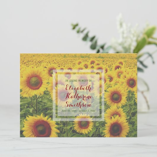 Fügen Sie Ihre eigenen Foto Memorial Sommer Sonnen Einladung (Stehend Vorderseite)
