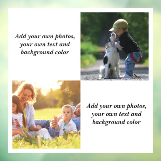 Fügen Sie Ihre eigenen Fotos, Text und Hintergrund Fensteraufkleber (Blatt 3)