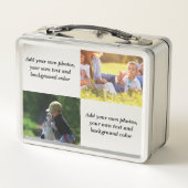 Fügen Sie Ihre eigenen Fotos, Text und Hintergrund Metall Brotdose (Rückseite)