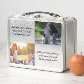 Fügen Sie Ihre eigenen Fotos, Text und Hintergrund Metall Brotdose (Beispiel)