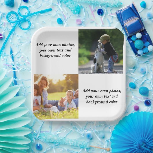 Fügen Sie Ihre eigenen Fotos, Text und Hintergrund Pappteller (Party)